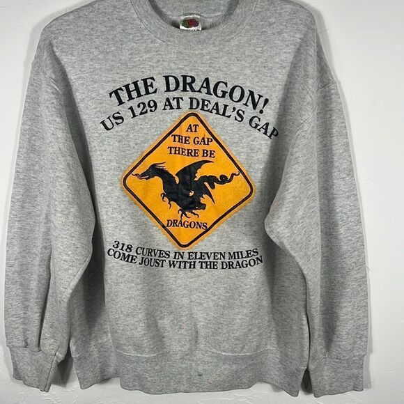 🔥 Vintage THE DRAGON US 129 at DEALS GAP Motorcycle Harley Crewneck Sweatshirt - Picture 2 of 11